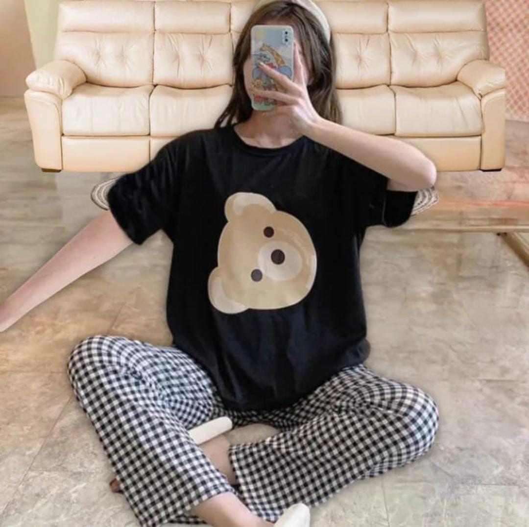 Comfortable Printed Cotton Jersey Night Suit - 2 Pc - Image 3