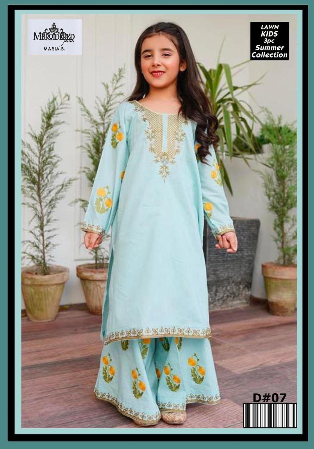 Charming Girl's 3 Pcs Embroidered Lawn Suit with Dupatta
